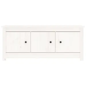 Shoe Cabinet White 110x38x45.5 cm Solid Wood Pine