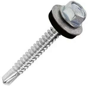 50mm Roofing Screws with Rubber Sealing Washer  (Pack of: 200) Hex Head Self Drilling Screw Steel Zinc Plated