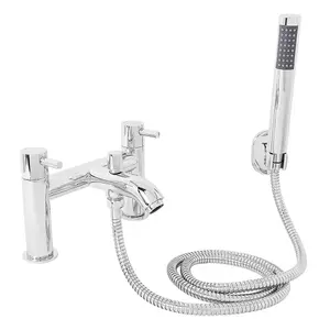 Rinse Bathrooms Designer Brass Bathroom Dual Twin Lever Action Bath Shower Mixer Taps Chrome