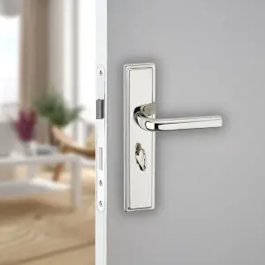 URBNLIVING 221mm Length 12 Pcs Westminster Metal & Polished Nickel Lever Latch Door Bathroom Handle Set