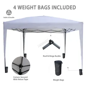 Birchtree Waterproof 3m x 3m Heavy Duty Pop Up Gazebo Marquee Garden Awning Party Tent Canopy 600D Polyester Steel Frame White