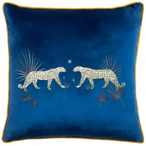 Wylder Dusk Leopard Embroidered Feather Rich Cushion