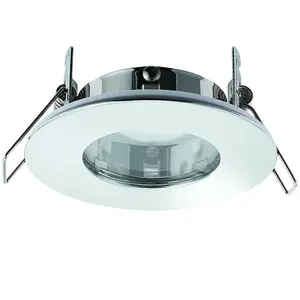 IP65 Bathroom Slim Round Ceiling Downlight Chrome Plate Recessed LED GU10 Lamp