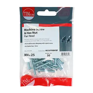 TIMCO Machine Pan Head Screws & Hex Nut Silver - M5 x 50