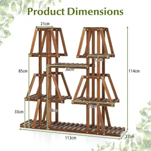 Costway Wood Plant Stand 5-Tier 10 Pots Plant Display Rack Indoor Flowerpot Holder