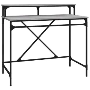 Berkfield Desk Grey Sonoma 100x50x90 cm Engineered Wood and Iron