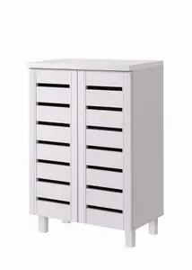 4 Tier Shoe Storage Cabinet 2 Door Cupboard Stand Rack Unit White