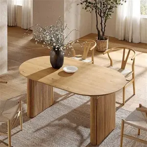 Maru Oval 6-8 Seater Extending Oak Pedestal Dining Table, Oak Modern Wooden - Daals - Dining Tables