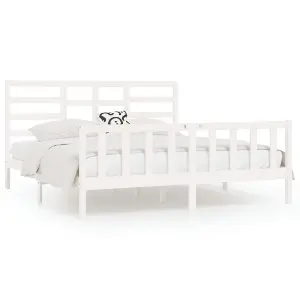 Berkfield Bed Frame White Solid Wood Pine 200x200 cm