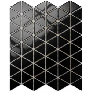 Glass mosaic on mesh for bathroom or kitchen 263mm x 303mm - BlackOpium