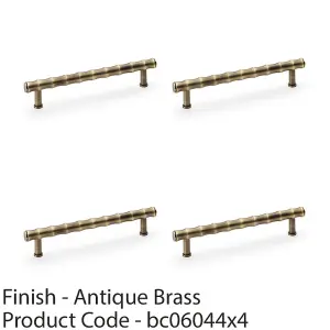 4 PACK - Bamboo T Bar Pull Handle - Antique Brass 160mm Centres SOLID BRASS Drawer Door