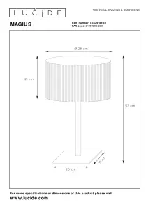 Lucide Magius Scandinavian Table Lamp 28cm - 1xE27 - Light Wood