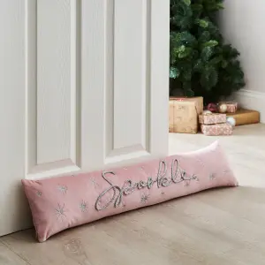 Catherine Lansfield Christmas Sparkle Door Draught Excluder Pink