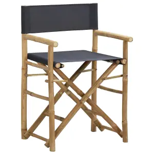 Berkfield Folding Director's Chairs 2 pcs Dark Grey Bamboo and Fabric