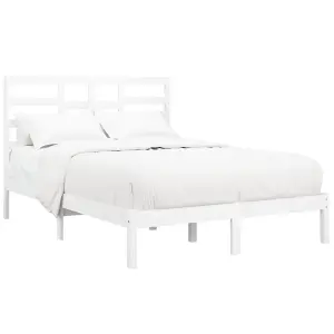 Berkfield Bed Frame White Solid Wood 120x200 cm