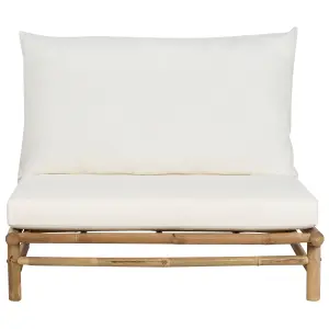 Set of 2 Garden Chairs with Cushions TODI Bamboo Wood Off-White