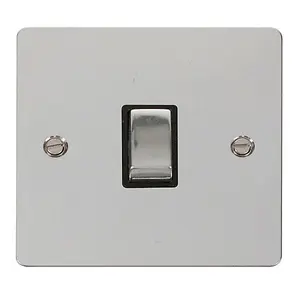 Flat Plate Polished Chrome 1 Gang 20A Ingot DP Switch - Black Trim - SE Home