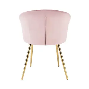 Ella Dining Accent Chair Upholstered in Velvet Fabric  - Pink