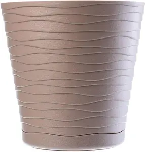 Plant Pot Flowerpot Wave Plastic Crystal Modern Decorative Beige 19cm