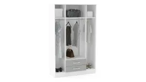 Birlea Lynx 4 Door 2 Drawer Wardrobe With Mirror White & Grey