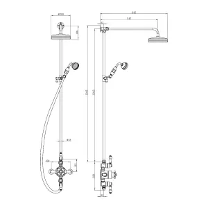 Kingham Traditional Matt Black Overhead Shower & Riser Kit