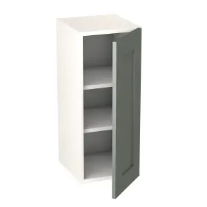 GoodHome Alpinia Matt green wood effect Matt Green Painted Wood Effect Shaker Wall Kitchen cabinet (W) 300mm (H)720mm