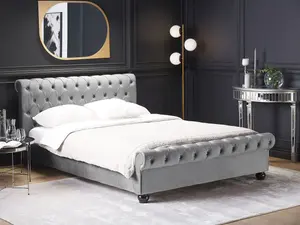 Velvet EU Double Bed Light Grey AVALLON