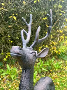 Aluminium Stag Sculpture Garden Ornament with Bronze Finish