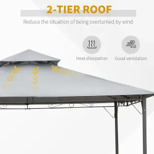 Outsunny 3x3(m) Outdoor Patio Gazebo Steel Canopy Tent Pavilion 2-Tier Roof Top