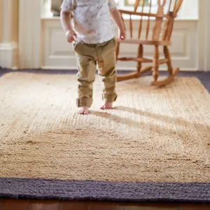 Grey Bordered Rug, Handmade Rug with 20mm Thickness, Modern Luxurious Wool Rug for Bedroom, & Dining Room-80cm X 150cm