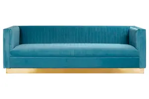 Interiors by Premier 3 Seat Light Blue Sofa For Living Room, Modern  Blue Velvet Settee Sofa, Comfortable 3 Seater Couch