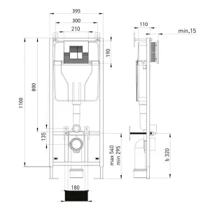 Bubly Bathrooms™ Square Rimless 2.0 Wall Hung Toilet with 1.10m Concealed WC Cistern Frame - Matt Black Plate