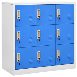 Berkfield Locker Cabinets 2 pcs Light Grey and Blue 90x45x92.5 cm Steel