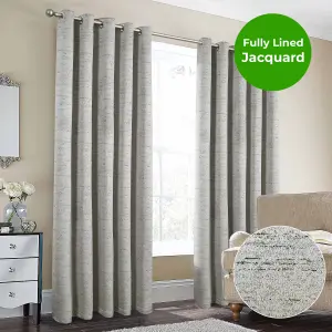 Home Curtains Rowan Metallic 90w x 108d" (229x274cm) Grey Eyelet Curtains (PAIR)