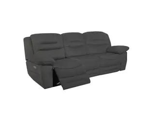 NAPOLI 3 Seater ELECTRIC Recliner in Grey Faux Suede