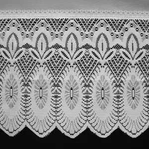 Home Curtains Lillian Macrame base Net 200w x 229d CM Cut Lace Panel White