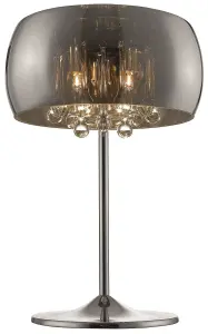 Luminosa Spring 3 Light Table Lamp Chrome, Copper, Crystal with Smoked Glass Shade, G9