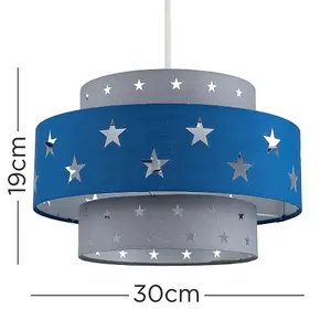 ValueLights Weaver Modern Children's Blue and Light Grey Cut Out Star Design Ceiling Pendant Light Shade