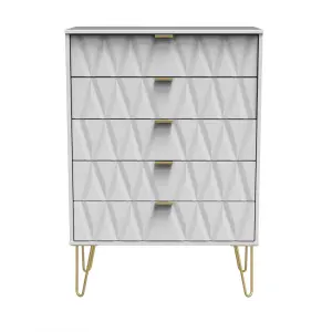 Diamond Ready assembled Matt white 5 Drawer Chest of drawers (H)1075mm (W)765mm (D)415mm