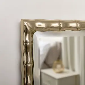 Melody Maison Gold Rectangle Bamboo Framed Wall Mirror - 43cm x 33cm