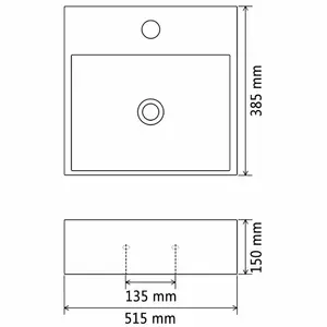 Union Rustic Cool 515mm L x 385mm W Black Ceramic Rectangular Sink with Overflow 60.5 x 42.5 x 14.5 mm