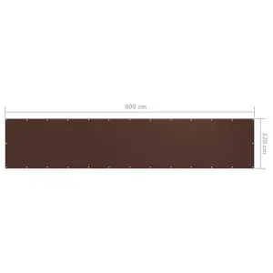 Berkfield Balcony Screen Brown 120x600 cm Oxford Fabric