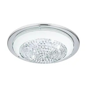 EGLO Acolla Clear And White Glass And Metal Integrated LED Ceiling Flush Fitting , (D) 29cm