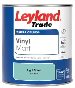 Leyland Trade Vinyl Matt Walls & Ceilings Emulsion Paint Light Green (RAL 6027) 1L