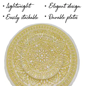 Neel Blue Charger Plates for Table Decoration - Mandala Flower Gold - Pack of 12