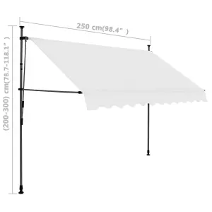 Berkfield Manual Retractable Awning with LED 250 cm Cream