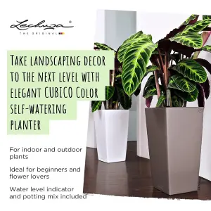 LECHUZA CUBICO Color 75cm Tall Planter, White Plastic Self-watering Planter with Water Level Indicator H75 L40 W40 cm, 31L