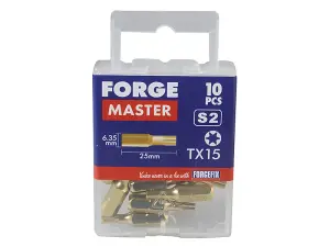 10 x ForgeFix FM10TX15 TORX Compatible Bit T15 x 25mm FORFM10TX15