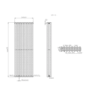 Right Radiators 1600x545 mm Double Vertical Round Column Style Designer Radiator Heated Rads White