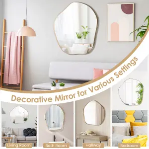 Costway Irregular Wall Mirror W/ Metal Frame Bathroom Asymmetrical Mirror Decorative Vanity Mirror